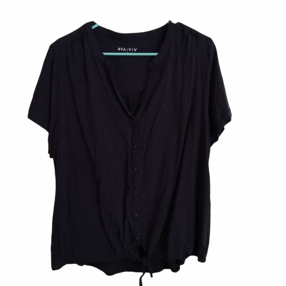 AVA & VIV BLACK BLOUSE 1X
